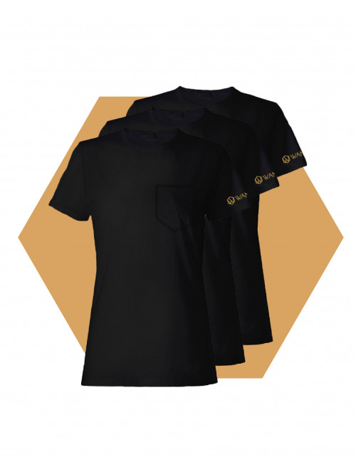 Damen T-Shirt Pure Black Wantee Schwarz 3-Pack