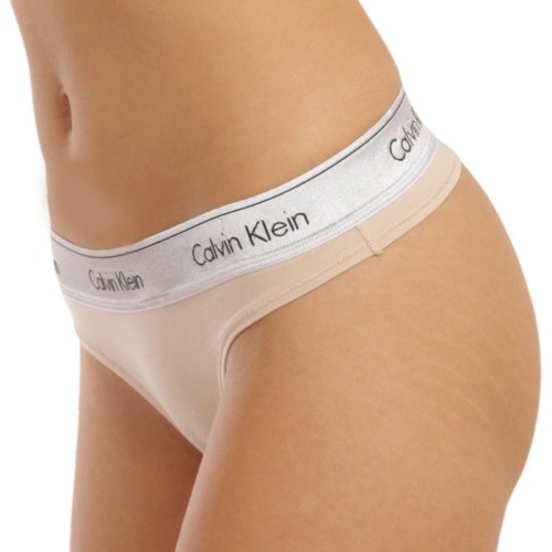 Damen Tangahöschen Calvin Klein MC Metallic-Thong Beige