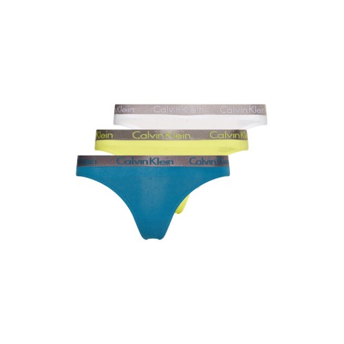 Damen Tangahöschen Calvin Klein Radiant Cotton Thong Blau, Weiß, Gelb 3-Pack Damen Tangahöschen Calvin Klein Radiant Cotton Thong Blau, Weiß, Gelb 3-Pack