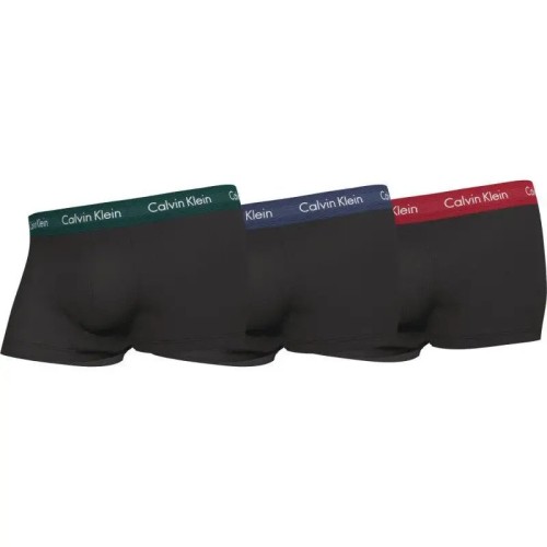 Herren Boxer Calvin Klein Cotton Stretch Low Rise Trunks 3-pack Schwarz - Blau, Grün, Rot