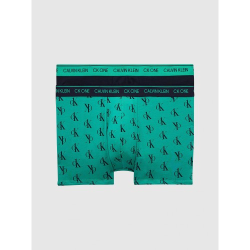  Calvin Klein Herren Boxershorts CK One Staggered Logo Schwarz, Grün 2-Pack