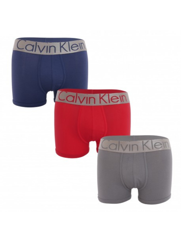 Herren Boxer Calvin Klein Steel Cotton 3-pack Blau, Rot, Grau