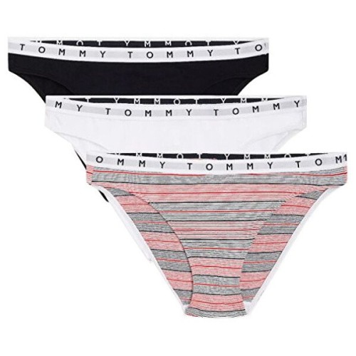 Damen Höschen Tommy Hilfiger Print Bikini 3-pack Mehrfarbig - Rosarot, Schwarz, Weiß Damen Höschen Tommy Hilfiger Print Bikini 3-pack Mehrfarbig - Rosarot, Schwarz, Weiß
