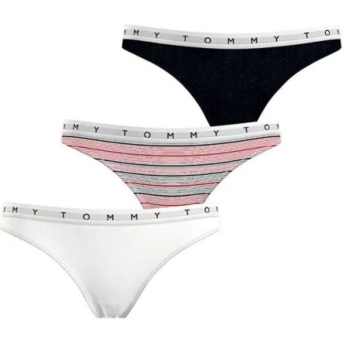 Damen Höschen Tommy Hilfiger Print Thong 3-pack Mehrfarbig - Rosarot, Schwarz, Weiß