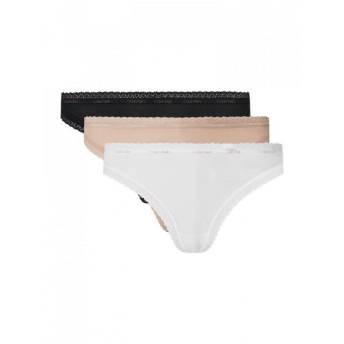 Damen Tangahöschen Calvin Klein mit Spitze Schwarz, Weiß, Beige 3-Pack Damen Tangahöschen Calvin Klein mit Spitze Schwarz, Weiß, Beige 3-Pack