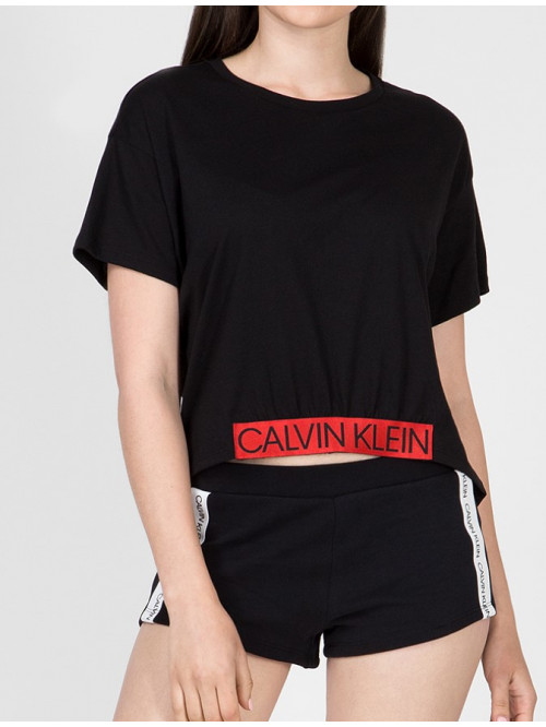 Damen T-Shirt Calvin Klein Cropped Tee schwarz