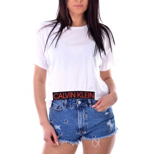 Damen T-Shirt Calvin Klein Cropped Tee weiß Damen T-Shirt Calvin Klein Cropped Tee weiß