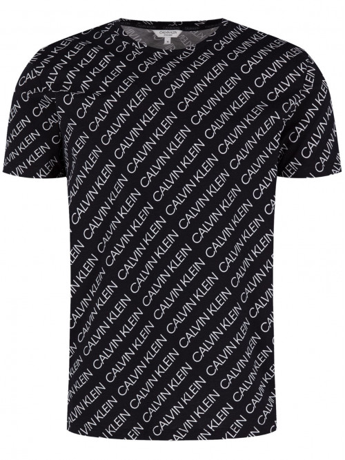  Herren T-Shirt Calvin Klein Logo Print Schwarz