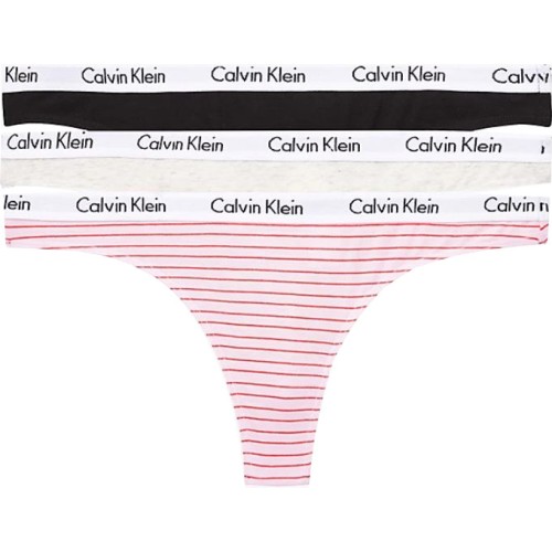 Damen Tangahöschen Calvin Klein Carousel Thong Grau, Schwarz, Rosa mit Streifen 3-pack Damen Tangahöschen Calvin Klein Carousel Thong Grau, Schwarz, Rosa mit Streifen 3-pack