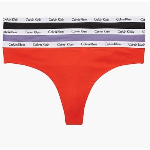 Damen Tangahöschen Calvin Klein Carousel Thong Schwarz, Lila, Rot 3-pack