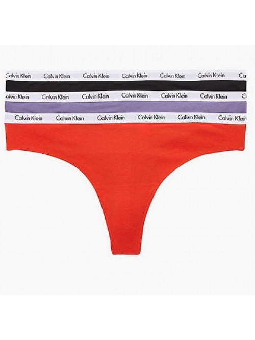 Damen Tangahöschen Calvin Klein Carousel Thong Schwarz, Lila, Rot 3-pack