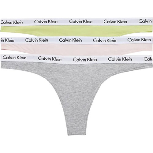 Damen Tangahöschen Calvin Klein Carousel Thong Grau, Gelb, Rosarot 3-pack Damen Tangahöschen Calvin Klein Carousel Thong Grau, Gelb, Rosarot 3-pack