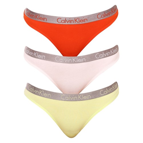 Damen Tangahöschen Calvin Klein Radiant Cotton Thong Orange, Weiß, Gelb 3-Pack Damen Tangahöschen Calvin Klein Radiant Cotton Thong Orange, Weiß, Gelb 3-Pack