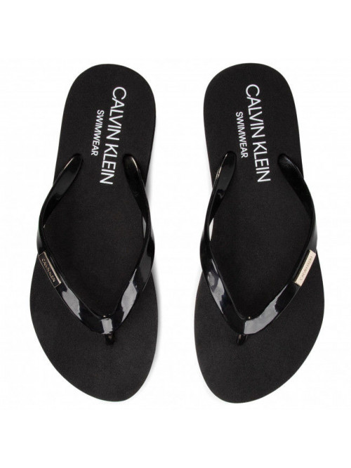 Damen Flip-Flops Calvin Klein Swimwear Metal Logo Schwarz