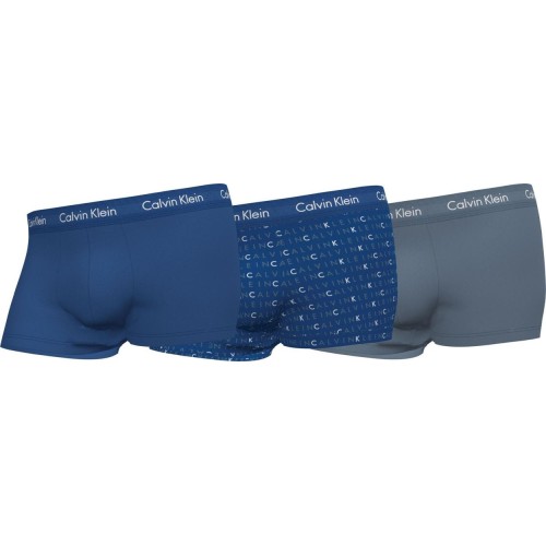 Herren Boxershorts Calvin Klein Cotton Stretch Low Rise Trunk Blau 3-pack Herren Boxershorts Calvin Klein Cotton Stretch Low Rise Trunk Blau 3-pack