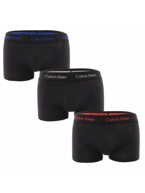 Herren Boxer Calvin Klein Cotton Stretch Low Rise Trunk Schwarz mit farbiger Beschriftung 3-pack 