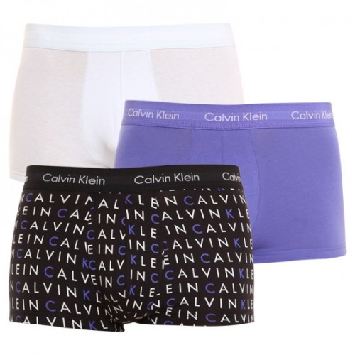 Herren Boxershorts Calvin Klein Cotton Stretch Low Rise Trunk Weiß, Lavendel, Schwarz mit Buchstaben 3er-Pack Herren Boxershorts Calvin Klein Cotton Stretch Low Rise Trunk Weiß, Lavendel, Schwarz mit Buchstaben 3er-Pack