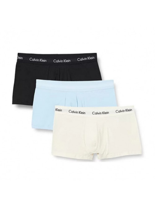Herren Boxer Calvin Klein Cotton Stretch Low Rise Trunk Hellblau, Weiß, Schwarz 3-pack