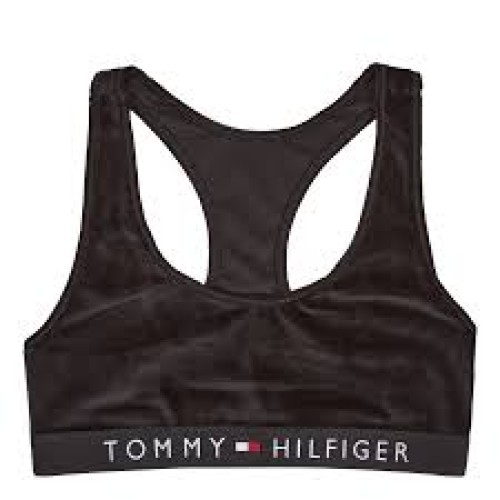 Damen Tommy Hilfiger Unlined Bralette Velour Schwarz