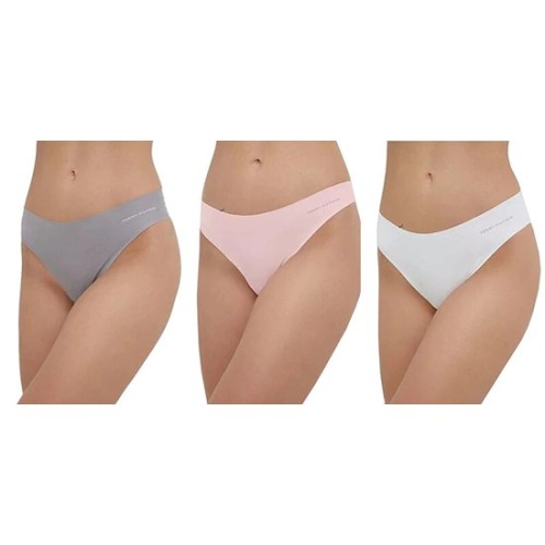 Damen Tommy Hilfiger Seamless Brazilian Bikini Slips 3er-Pack – Rosa, Grau, Weiß