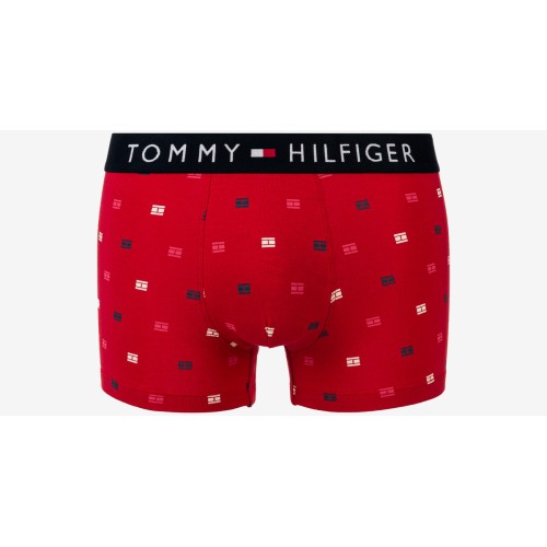 Herren Boxershorts Tommy Hilfiger All-Over Print Cotton Trunks Rot / Gemustert