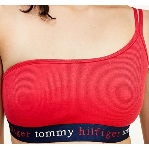 Damen BH Tommy Hilfiger Asymetric Bralette Stretch Organic Cotton Rot