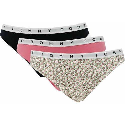 Damen Höschen Tommy Hilfiger Print Bikini 3-pack mehrfarbig - Rosarot, Weiß, Schwarz Damen Höschen Tommy Hilfiger Print Bikini 3-pack mehrfarbig - Rosarot, Weiß, Schwarz
