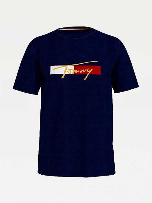 Herren T-Shirt  Tommy Hilfiger Organic Cotton Logo Blau