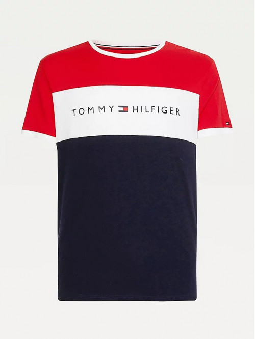 Herren T-Shirt Tommy Hilfiger CN SS Tee Logo Flag Rot