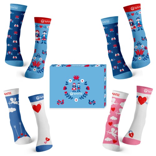 Valentinstag Socken für ein Paar 4-Pack Geschenkbox