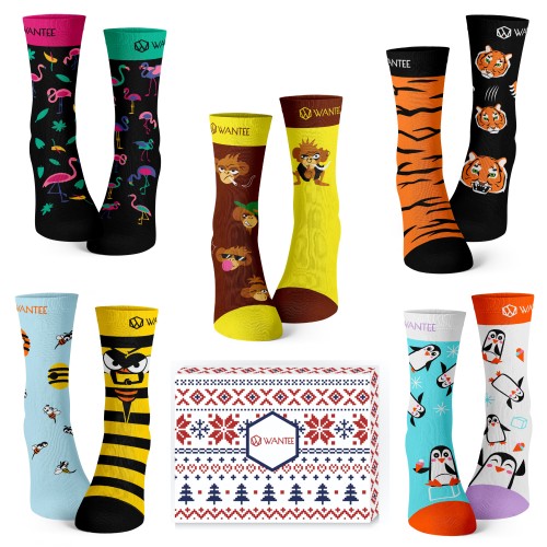Wantee-Socken Wilde Tiere 5-Pack Geschenkbox Wantee-Socken Wilde Tiere 5-Pack Geschenkbox