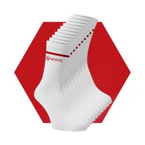 Socken Basic White and Red Wantee 10-pack