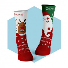 Socken Fröhlicher Weihnachtsmann und Rentier Wantee